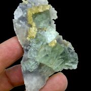 Fluorite, calcite, quartz