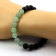 Aventurine + Lava + Black Obsidian Bracelet 8 mm Beads.