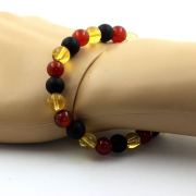 Red Agate + Citrine + Matte Black Onyx Bracelet 8 mm Beads.