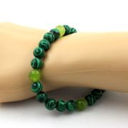 Malachite + Peridot Bracelet 8 mm Beads.