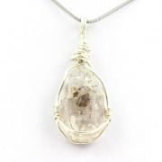 Necklace raw Quartz Diamond with inclusions.