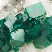 Dioptase on Calcite (classic material)