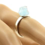 Silver Plated raw Aquamarine Ring. 9.71 ct.