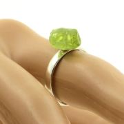 Silver Plated raw Peridot Ring. 11.29 ct.