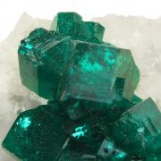 Dioptase on Calcite (classic material)