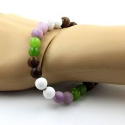 Peridot + Matte Purple Mica + Howlite + Wood Bracelet 8 mm Beads.