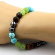 Peridot + Tiger's Eye + Turquoise + Hematite Bracelet 8 mm Beads.