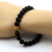 Matte Black Onyx + Landscape Jasper Bracelet 8 mm Beads.