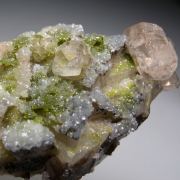 Cerussite, Duftite on Calcite