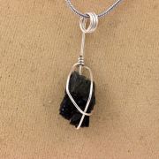 925 Sterling Silver Raw Epidote Necklace.