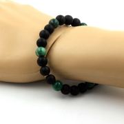 Matte Black Onyx + green Mica from Tanzania Bracelet 8 mm Beads.