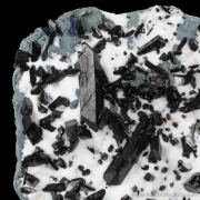 Neptunite with Benitoite on Natrolite