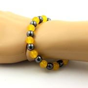 Hematite + Yellow Agate Bracelet 8 mm Beads.