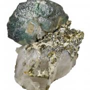 Fluorite With Chalcopyrite on Quartz