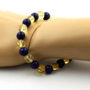 Lapis Lazuli + Citrine Bracelet 8 mm Beads.