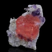 Rhodochrosite, Fluorite on Quartz