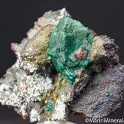 Chrysocolla after Malachite after Azurite with Wulfenite