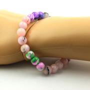 Pink Opal + Blue Purple Jasper + Pink Green Jasper + Yellow Pink Jasper Bracelet 8 mm Beads.