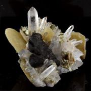 Siderite, Quartz, Pyrite, Bournonite.