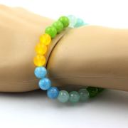 Angelite + Blue Chalcedony + Peridot + Yellow Agate Bracelet 8 mm Beads.