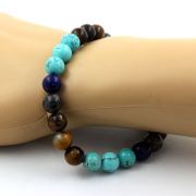 Labradorite + Tiger's Eye + Turquoise + Lapis Lazuli Bracelet 8 mm Beads.