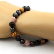 Pink Opal + Labradorite + Landscape Jasper Bracelet 8 mm Beads.