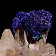 Azurite, with Malachite and Goethite, on Quartz