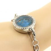 Raw neon blue Apatite strap Medallion 25mm model.