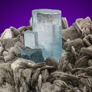 Aquamarine  on Muscovite