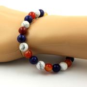 Banded Agate + Howlite + Lapis Lazuli Bracelet 8 mm Beads.