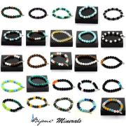 Multicolor Tourmaline from Brazil + matte Black Onyx + wood Bracelet 8 mm Beads.