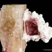 Danburite with Tourmaline and Stilbite