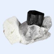 Schorl on Quartz with Microcline