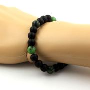 Matte Black Onyx + Epidote from Australia Bracelet 8 mm Beads.