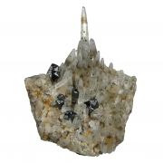 Cassiterite with Quartz / Smoky Quartz Phantoms