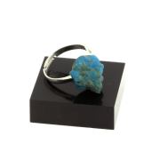 Silver Plated raw neon blue Apatite Ring. 13.76 ct.