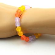 Orange Chalcedony + Lavender Chalcedony + Yellow Agate Bracelet 8 mm Beads.