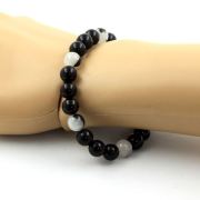 Black Agate + Black Rutilated Quartz Bracelet 8 mm Beads.