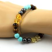 Citrine + Tiger's Eye + Turquoise + Hematite Bracelet 8 mm Beads.