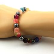 Multicolor Tourmaline + Watermelon Tourmaline + Hematite Bracelet 8 mm Beads.