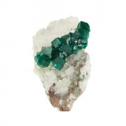 Dioptase on Calcite (classic material)