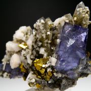 Fluorite, Chalcopyrite on Quartz