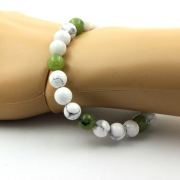 Howlite + Jade Bracelet 8 mm Beads.