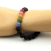 Multicolor Tourmaline + Lava Bracelet 8 mm Beads.