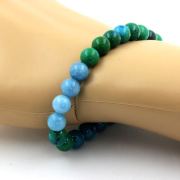 Chrysocolla + Blue Chalcedony Bracelet 8 mm Beads.