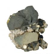 Chalcopyrite on Pyrite with Quartz and Dolomite