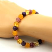 Citrine + Amethyst + Lepidolite + Yellow Agate Bracelet 8 mm Beads.