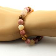 Sunstone + Rhodonite + Landscape Jasper + Bamboo Leaf Agate Bracelet 8 mm Beads.