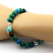 Red Tiger's Eye + Chrysocolla + Turquoise + Titanium Quartz Bracelet 8 mm Beads.