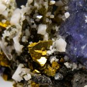 Fluorite, Chalcopyrite on Quartz